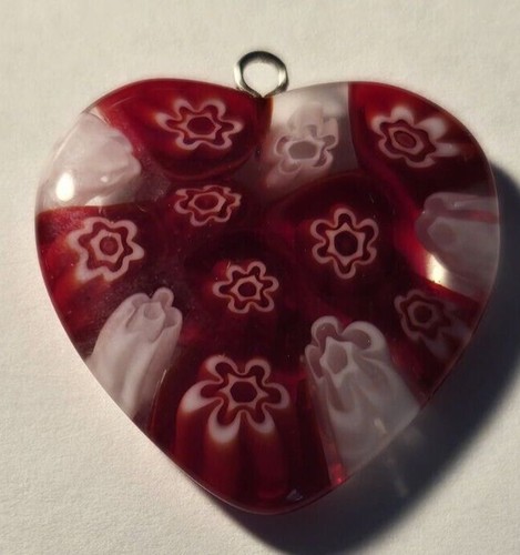 Alan K Millifiori Murano Glass Heart Pendant Red - Picture 3 of 4