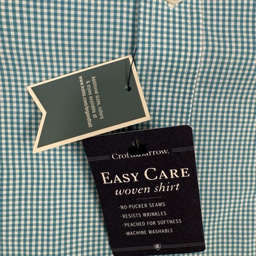Men's Croft & Barrow 3XB Big & Tall Short Sleeve The Easy Care Blue Check Shirt - Picture 4 of 9