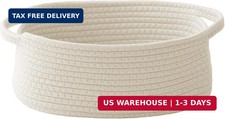 JMvicyroam Woven Basket,Small Rope Storage Bin with Handles  Ribbon Bag, Organi
