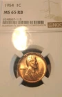 1954 Lincoln Cent NGC MS 65 RB
