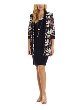 R&M RICHARDS PETITE Womens Navy Sleeveless Shift Dress Petites 6P
