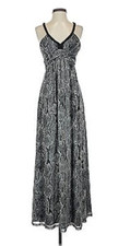 Y2K Express Sleeveless Black White Snake Print V-Neck Maxi Dress Womens Size S