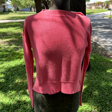 Ann Taylors Loft Coral XSmall Long Sleeve Textured Sweater Longer in Back Cotton