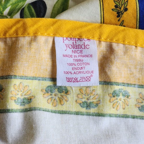 Poupees Yolande Nice Oilcloth Tablecloth Round Yellow Blue & Green Lemon Olive - Picture 7 of 7