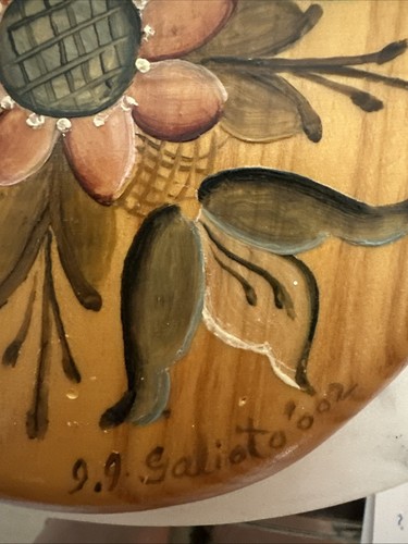 Wooden Hand Painted Folk Art Bread Board Signed - Picture 2 of 3