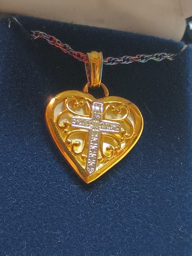 Beautiful Danbury Mint Heart/Cross Pendant Necklace With Sweet inscription On... - Picture 4 of 6