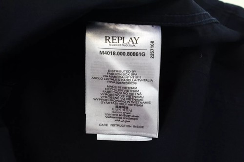 Replay Hombre CAMISA S Azul Marino Manga Larga Informal Algodón Elástico - Imagen 9 de 11