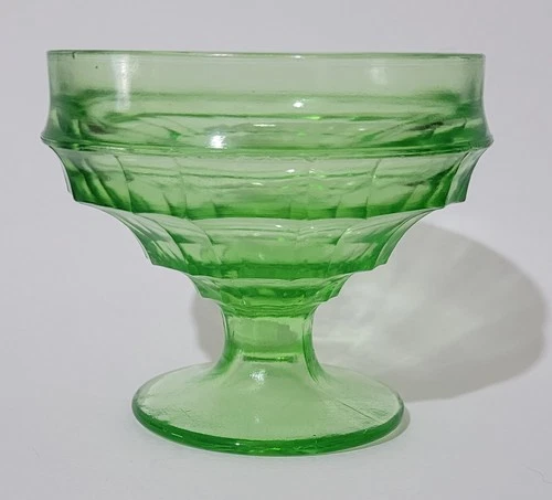 vintage green depression glass footed sherbert dish cup 3 1/2/x 3 used