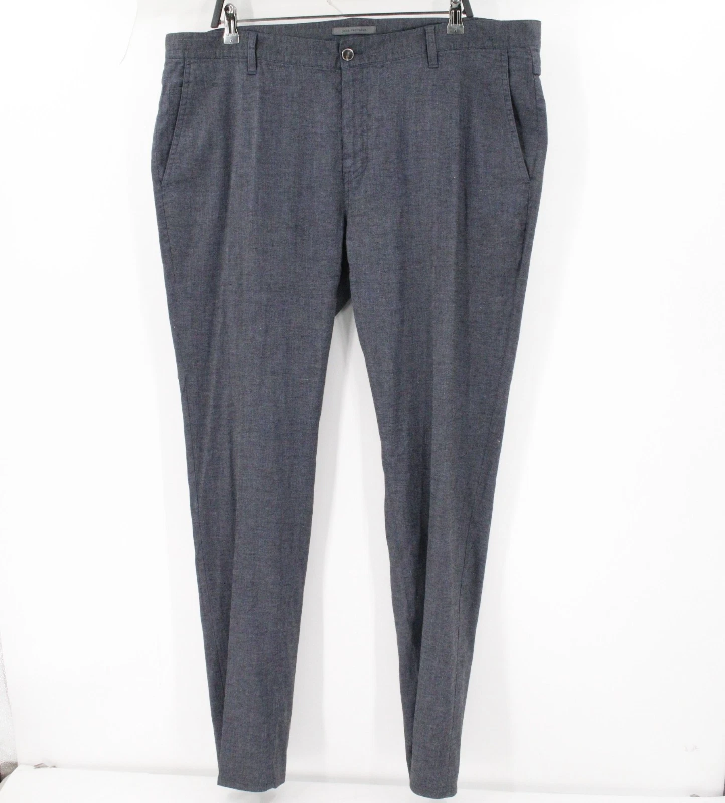 John Varvatos pants men's 40 L33.5 chino flat front linen viscose blend blue