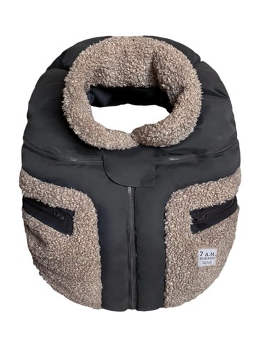 7 AM Enfant Cocoon Car Seat Stroller Cover Sherpa Teddy Winter Gray Beige Tan
