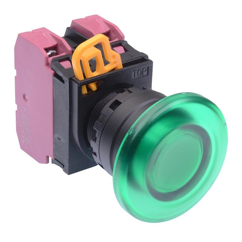 IDEC Green 12V illuminated 22mm Mushroom Momentary Push Button Switch 2NC IP65