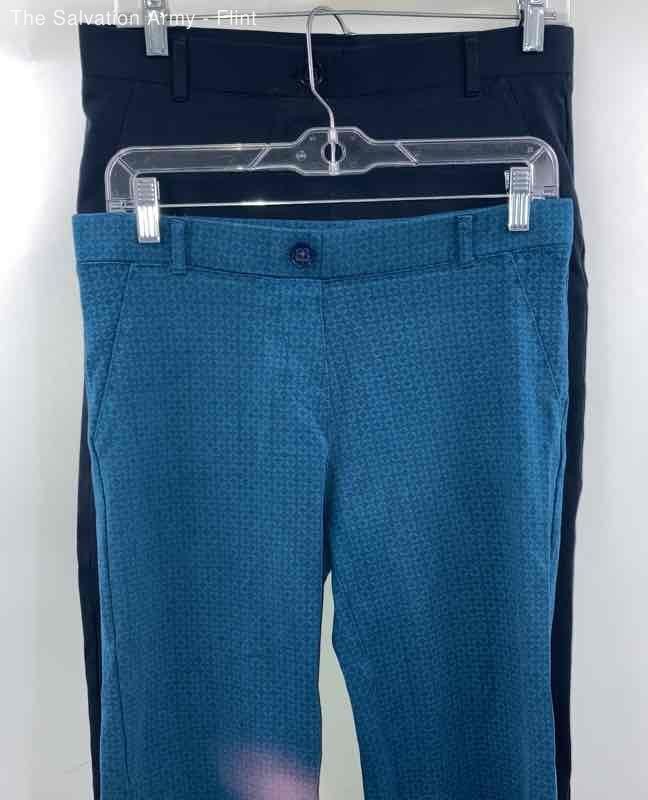 Betabrand Womens Blue Geometric Chino Pants Size Medium Petites Lot Of 2