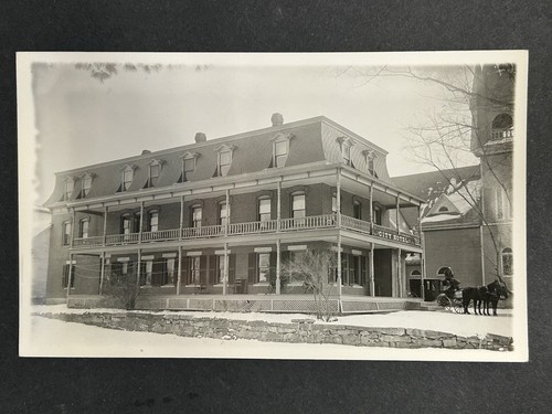 Vintage Photo City Hotel Washington St Barre Vermont Man Horse Carriage Snow - Picture 2 of 4