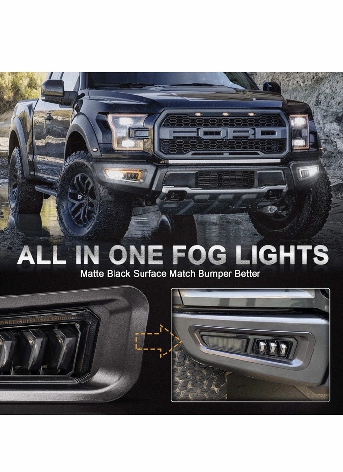 2017-2020 Ford Raptor F150 Fog Lights w/Sequential Amber Turn Signal ...