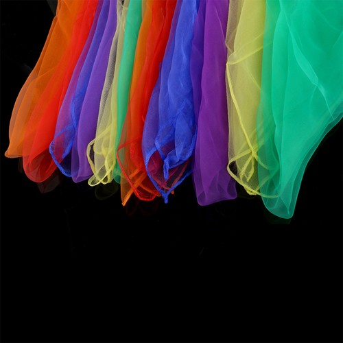 6 PCS Dancing Scarves for Kids Play Scarf Colorful Veil Children Square - Imagen 2 de 12