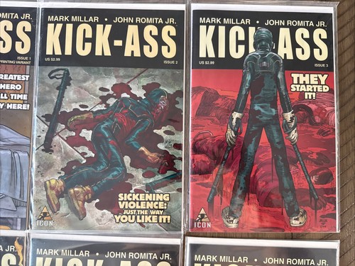 Kick-Ass (Icon 2004) full 1-8, 1st Kick-Ass, Hit-Girl, Big Daddy Romita Jr Keys - Picture 3 of 7