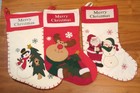 3 Christmas Embroidery Stockings Great Condition Lovely Designs