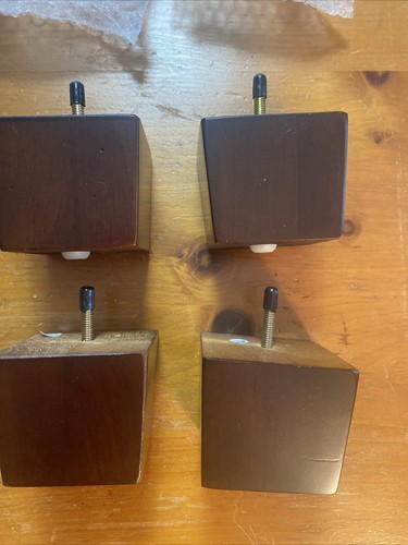 4Pc Wooden Furniture Legs 3” Sofa Legs Square Couch Legs Brown LAZBOY NEW - Picture 2 of 11