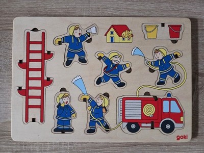 Goki Holzpuzzle Feuerwehr Kinder Puzzle Holz Sehr Gut Erhalten Spielzeug Holz