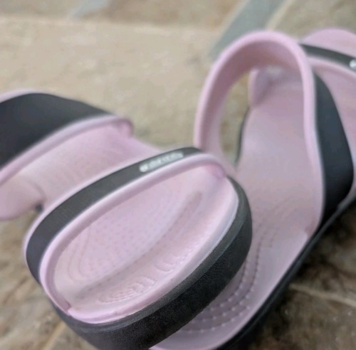CROCS Slip On Wedge Sandals Sz 9 Rose Pink Brown Open Toe Slip On Comfort - Picture 9 of 9