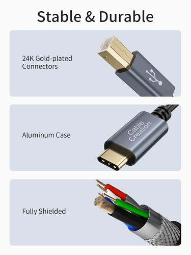 CableCreation USB B to C Printer Cable 3.3FT, USB-C Space Grey - 第 5/8 張圖片