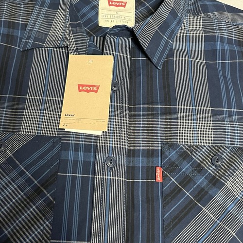 Camicia uomo Levi's con bottoni taglia small blu a quadri nuova con etichetta DIFETTO* - Foto 3 di 7