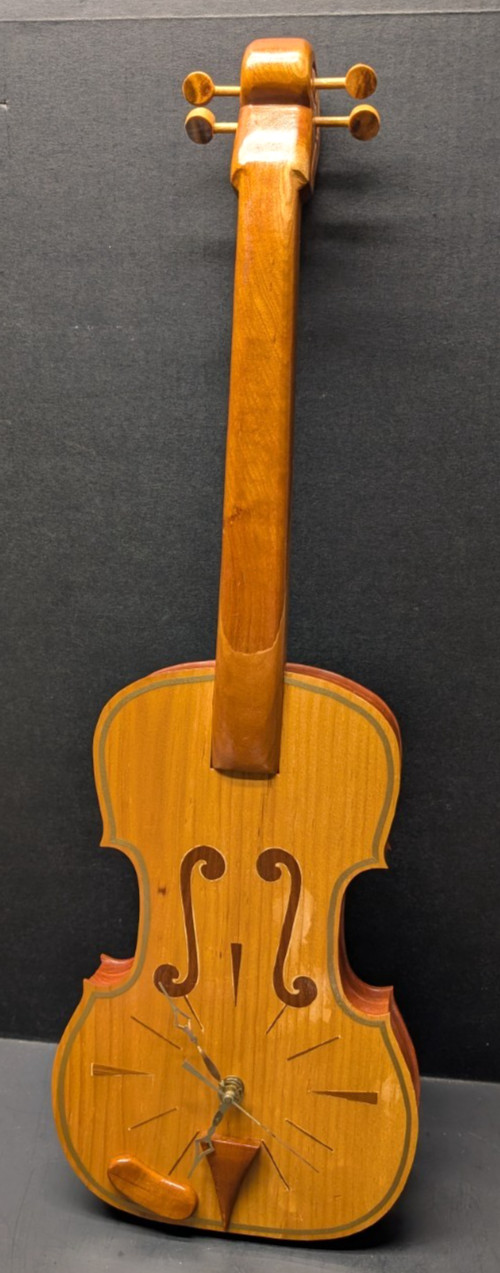 Vintage 2000 Quartz Handcrafted Violin Instrument Wall Clock by Eaton 24"H x 8"W