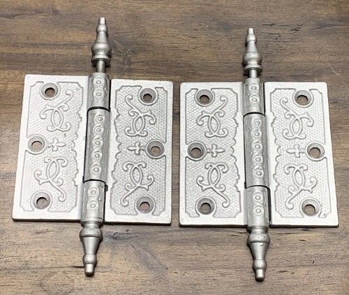 Bisagras de puerta victorianas grandes antiguas de hierro fundido 3 1/2 X 3 1/2 - Imagen 1 de 10