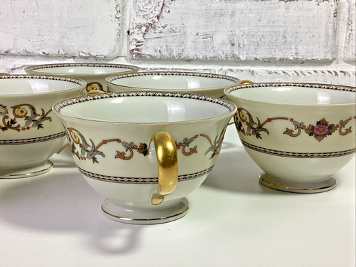 Vintage Meito Elfenbein China besetzt Japan 8 Teetassen 2 Suppenschüsseln 7,5" - Bild 12 von 19