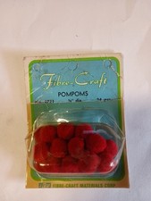Vintage Fibre Craft Crafting Fluffy Pom Poms 3/8 " Crafter Supplies 24 pcs. G10