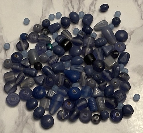 Vintage Blue Loose Glass Crafting Jewelry Making Beads CRF2-15 - Picture 2 of 11