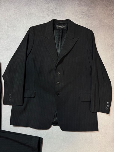 Traje de cena genuino antiguo años 40/50 lana negro rayas 2 piezas Hans Suess HS - Imagen 4 de 21