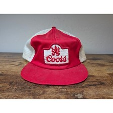 Vintage Coors Banquet Beer Trucker Hat Red White Mesh Snapback Made in USA Cap