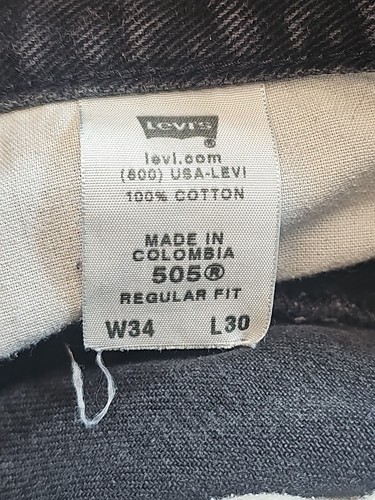 Levis 505 Jeans Mens 34x30 Black Straight Leg Zip Fly 5 Pocket Distressed Fading - Picture 13 of 17