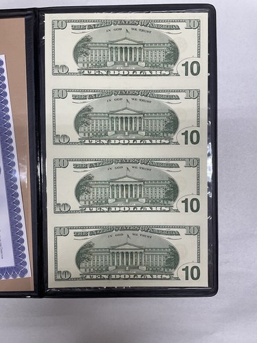 Billetes estrella de la Reserva Federal 2003 de $10 hoja sin cortar de 4 serie baja con bonito soporte - Imagen 5 de 8