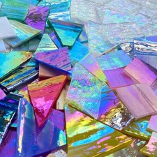 ILLUCKAI 2.2lb Iridescent Stained Glass Sheets, 1 inch x 2 inch,