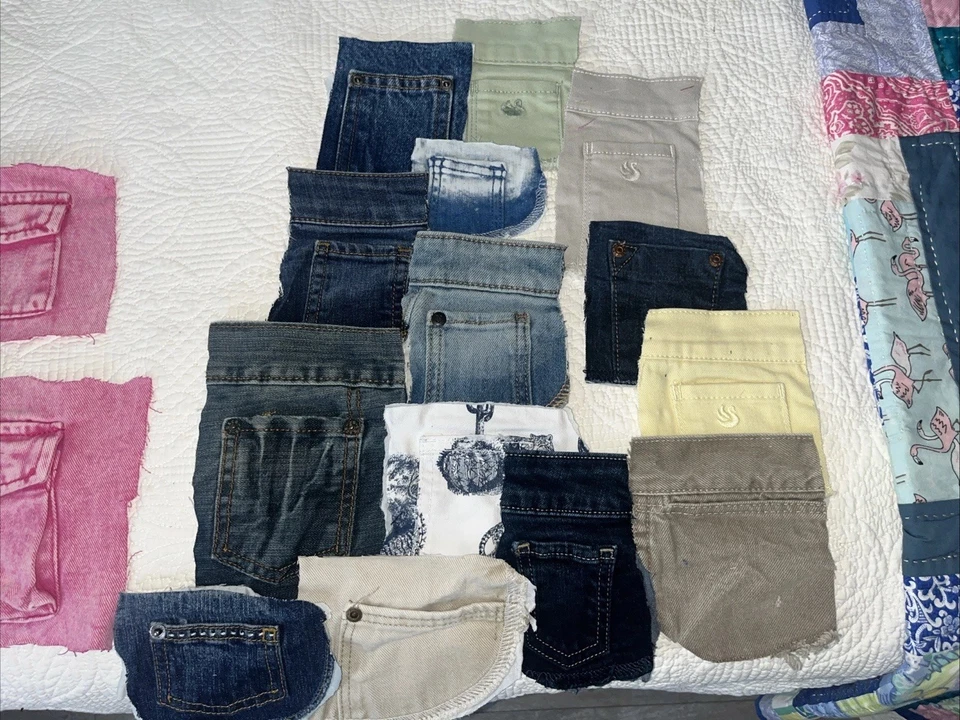 Lote de 14 bolsillos para monedas de jeans de mezclilla surtidos para manualidades y proyectos de bricolaje Foto 2 de 3