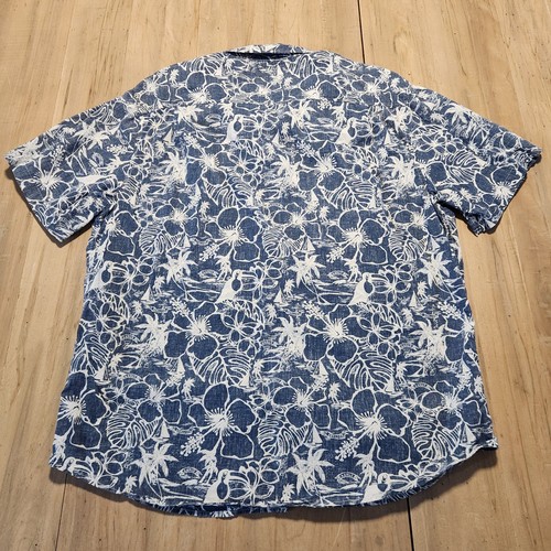 Retrofit Brand Hawaiian Shirt Blue Tropical Hawaiian Palms Cotton Mens 2XL EUC - Picture 6 of 9