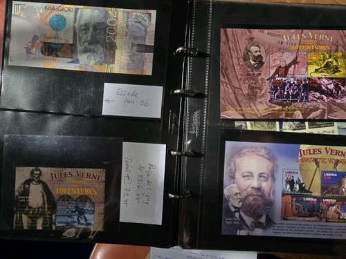 MAGNIFIQUE ALBUM TIMBRES CARTE ENVELOPPE BILLET JULES VERNE PHILATELIE - Foto 13 di 24