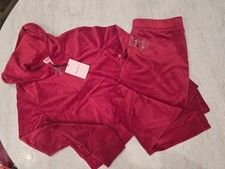 Juicy Couture Rare Size M Coco Red velour rhinestone bling tracksuit Y2k New