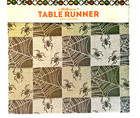 Nantucket Halloween Table Runner Black White Spider Webs Spooky Scary 14x36"