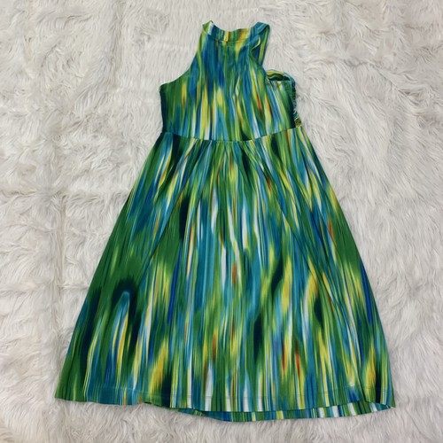 Calvin Klein Vestido Verano Verde Multicolor Talla 12 - Imagen 2 de 3