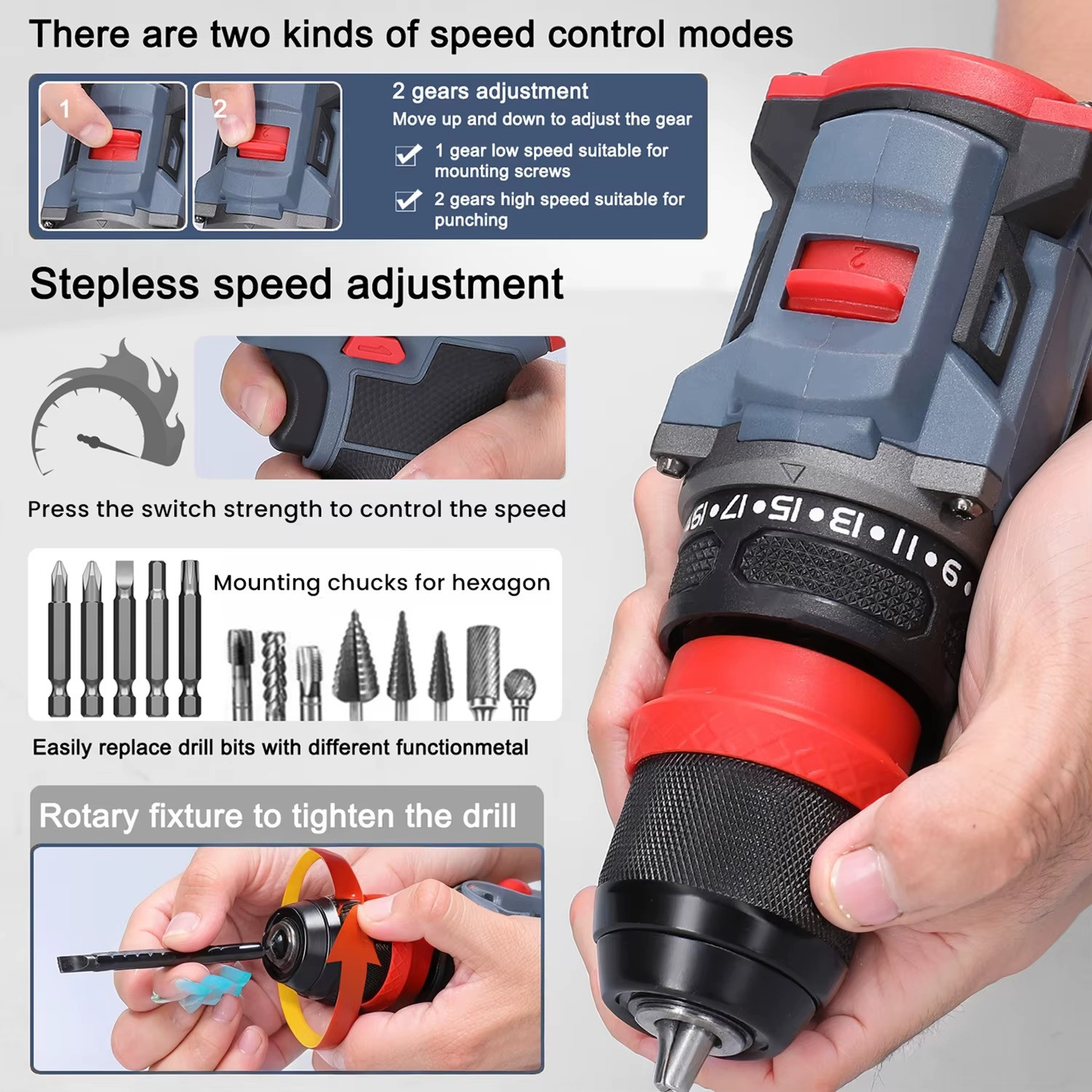 Trapano Avvitatore Brushless 16.8V con LED e Batterie foto 4