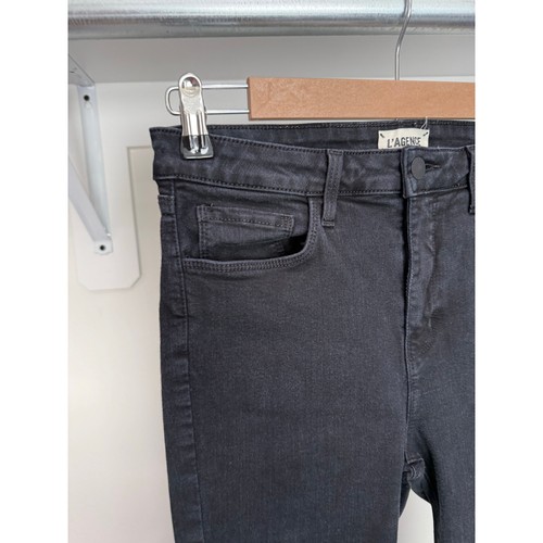 L'AGENCE Women's Margot Crop Skinny Jeans in Noir Black Denim Size 29 High-Rise - Picture 4 of 13