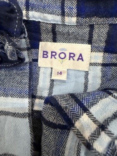 Brora Brushed Cotton Checked Blue Shirt Size 14 - Bild 6 von 24