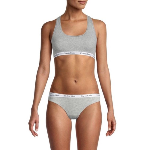 Neu mit Etikett Calvin Klein grau klassisch 90er Höschen Bralette BH Set M lässig bequem bescheiden - Bild 2 von 6