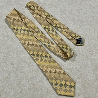 Madison Silk Tie Yellow Geometric Office Business Tailored Textured Square