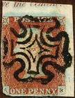 GB 1841: 1d red, letters AL, 3 margins, black MC, part of marginal inscription