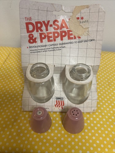 Vintage Gemco Dry Salt & Pepper Pink Lids Shakers New In Package MCM Retro USA - Picture 12 of 14