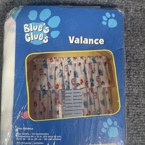 Vintage Blue's Clues Fenster Volant Kinder Dan River Tickety Tock Salz Pfeffer 2000 Neu aus altem Lagerbestand - Bild 8 von 10